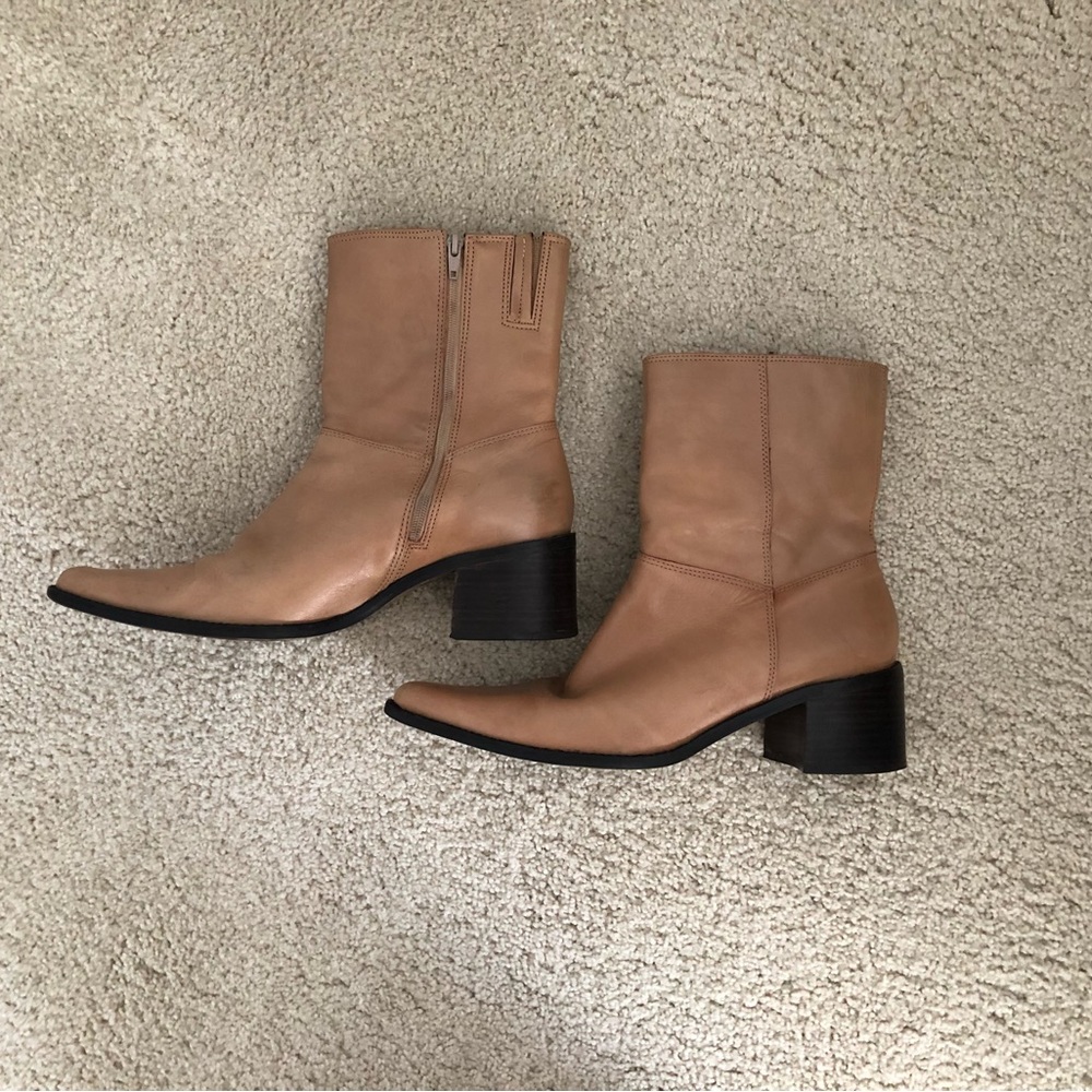Tan leather boots